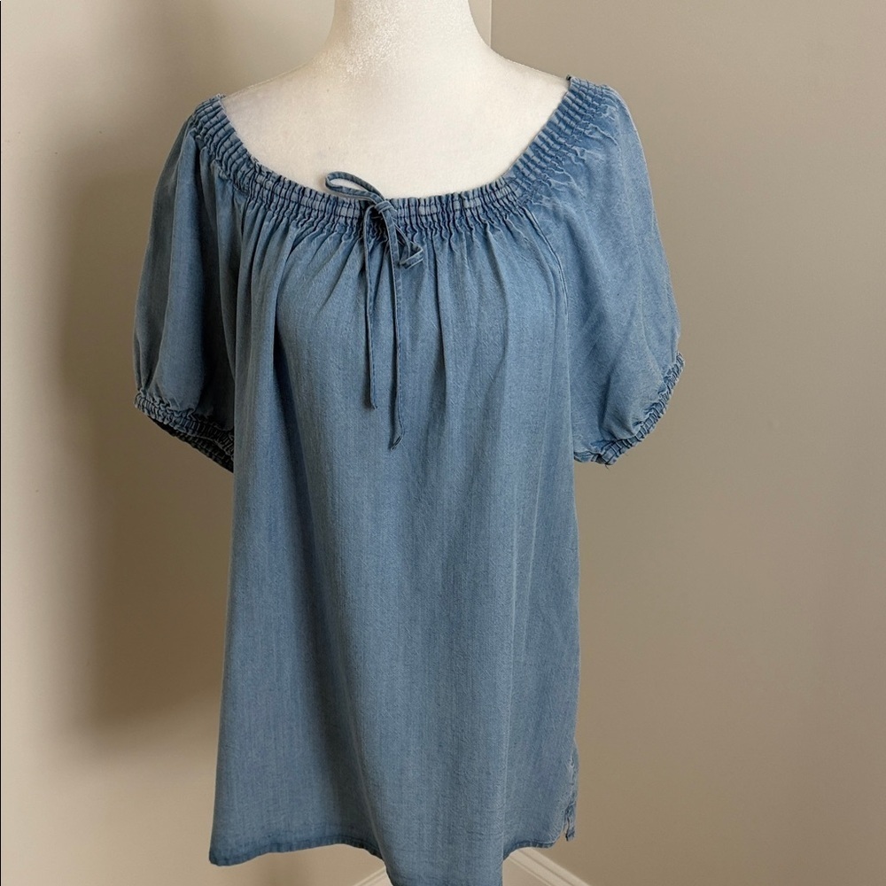 NWT CHAPS Blue Off-Shoulder Women's Top size M